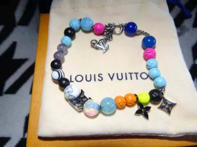 Unused LOUIS VUITTON Bracelet 925 Silver Lock It Virgil Abloh Rainbow [New]
