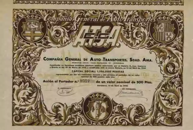 Compania General De Auto Transportes A.T.S.A. 1940 Berga Manresa Barcelona 500