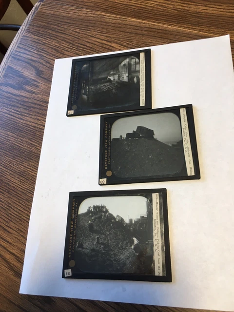 3 Vtg Magic Lantern Glass Slides Keystone Anthracite Miners Wives Scranton PA