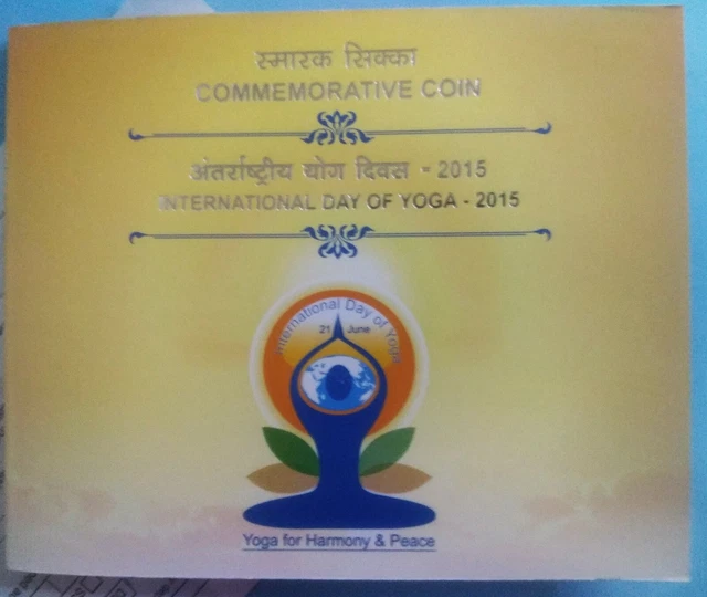 India 2015-H 10 Rupees International Day Of Yoga Unc Coin Set, Hyderabad Mint.