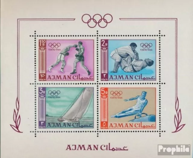 Ajman Bloque 2a (completa edición) nuevo con goma original 1965 olímpicos. juego