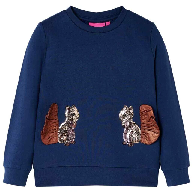 Felpa per Bambini Scoiattoli con Paillettes Blu Marino 92 vidaXL