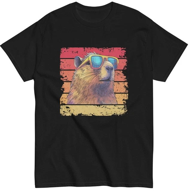 Retro Rodent Funny Capybara Meme Vintage Men's Women's T-Shirt Gift Tee S-5XL