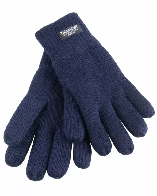 THINSULATE Kids Childrens Boys girls 70g 3M Thermal Navy Winter Gloves 4-8 years 2