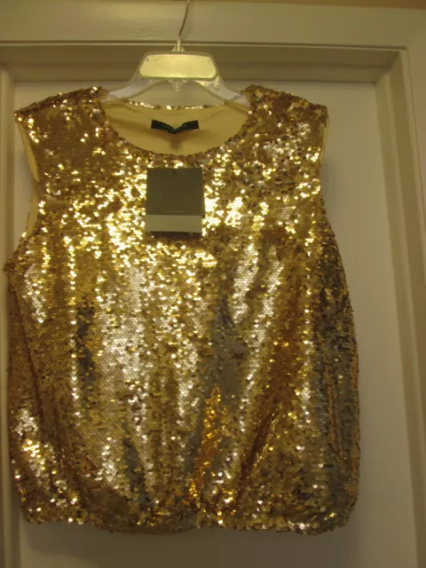 Marc New York Top Sequined Gold Size Large New With Tag