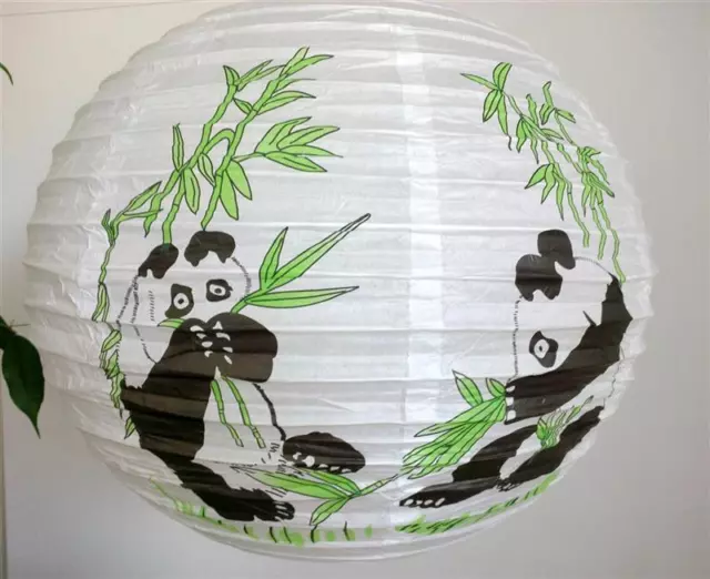 Lampion PANDA mit Bambus weiß ca 40 cm Lampenschirm asiatische Lampe Deckenlampe