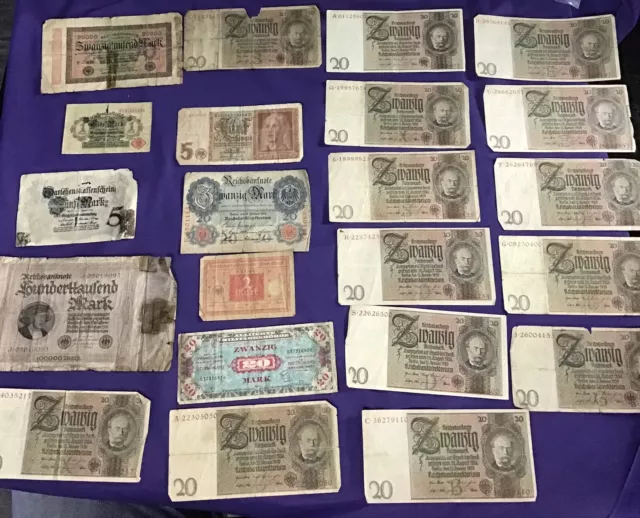 Collection Old Germany German Banknotes WwI WWII #5303