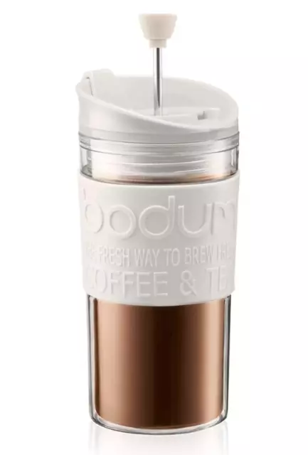 Bodum Travel Coffee Plunger Mug - 350ml - Double-Walled - Travel Press - White