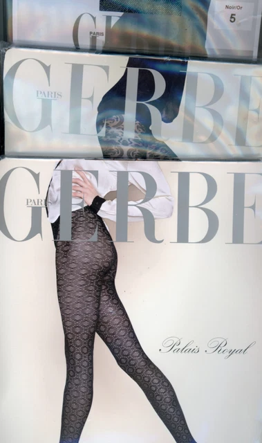 lot 3 x Collants GERBE Fantaisie, taille 5 XL, couleur Noir et Emeraude, neuf