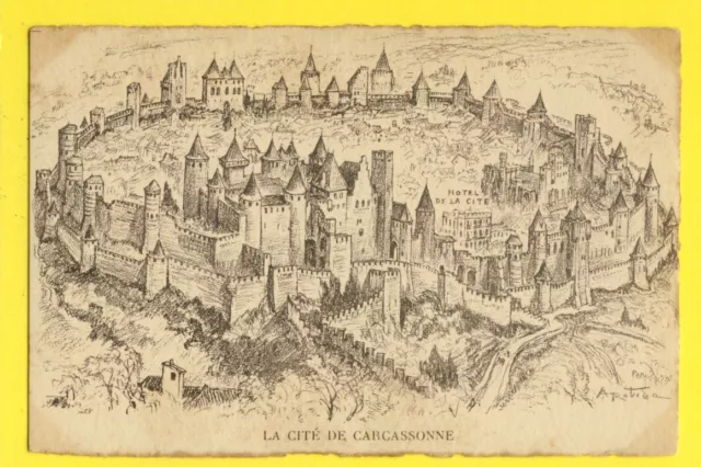 cpa FRANCE Dessin Estampe A. ROBIDA La Cité de CARCASSONNE (Aude) Fortification