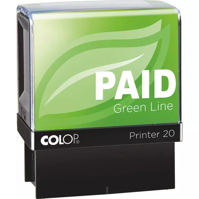 COLOP Green Line PAID Stamp - Red Ink   148232   37x13mm Eco-Friendly Office Wor