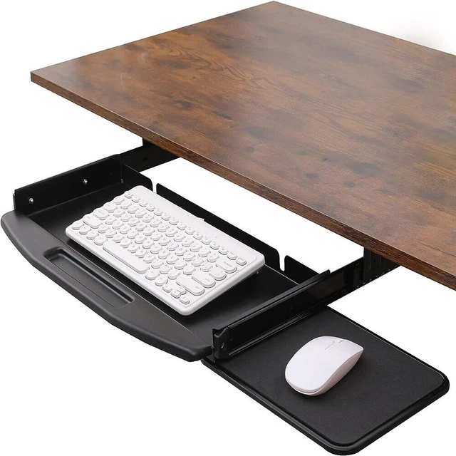 STEEL KEYBOARD TRAY Under Desk Drawer Sliding Pull Out w/360° Mouse