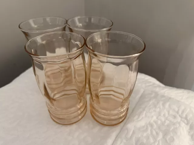 4 Vintage Macbeth Evans Tumblers Pink Depression Glass