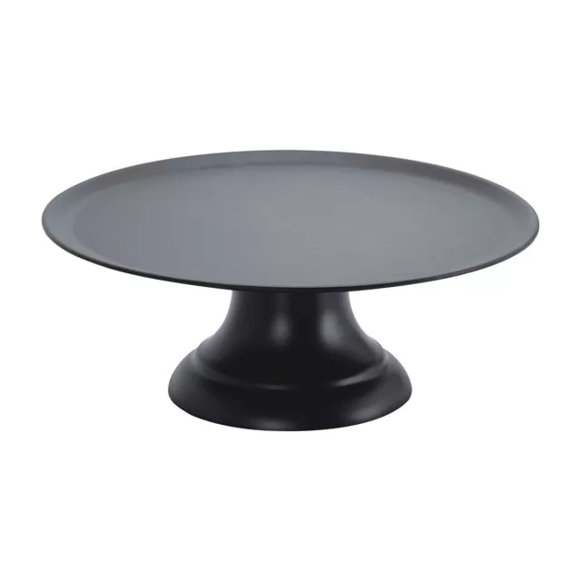 Cake Plate w Stand 457mm Black Display Cupcakes Cakes Footed Raised Plate
