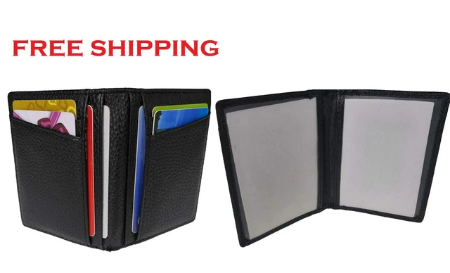 RFID Mens Slim Front Pocket Wallet Genuine Leather Bifold ID/Credit Card Holder