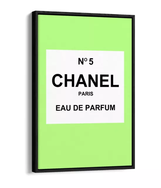 Coco Chanel No.5 Minimalist Perfume -Float Effect Framed Canvas Wall Art Print