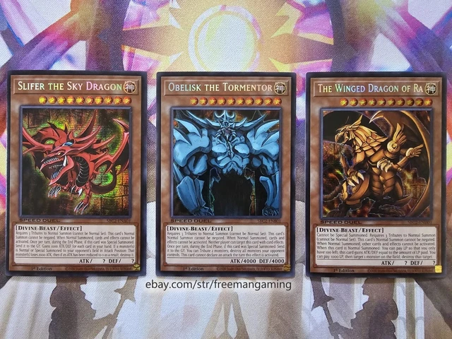 Divine-Beast Monster Cards YuGiOh! Egyptian God Cards Set - Slifer, Obelisk  & Ra (Ultra Rare, Mint, YGLD) Yugi Legendary Decks