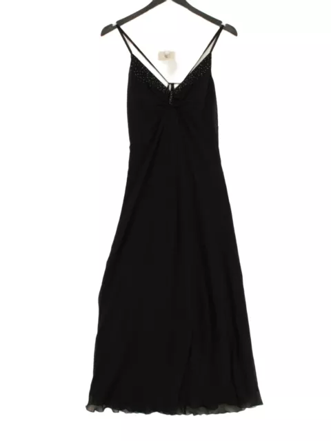 KEW Women's Maxi Dress UK 12 Black 100% Silk Sleeveless Long V-Neck Maxi