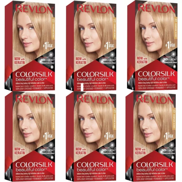 6-Revlon ColorSilk Beautiful Color #73 Champagne Blonde 1 Application Hair Color