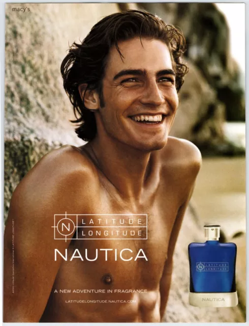 2002 SHIRTLESS YOUNG MAN NAUTICA FRAGRANCE Vtg 8"X11" Magazine Ad 2000's M581