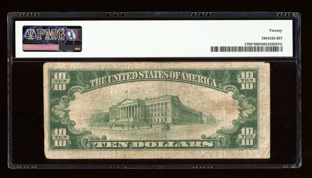 DBR 1934-A $10 Silver STAR Fr. 1702* PMG VF-20 Serial *01473228A 2