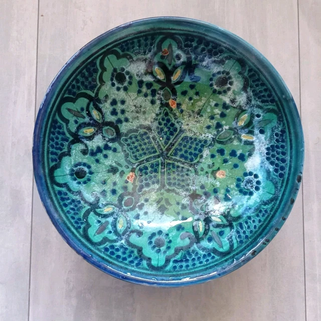 Plat Tobsil En Céramique De Fès (Maroc), Décor Rayonnant, Parfait état