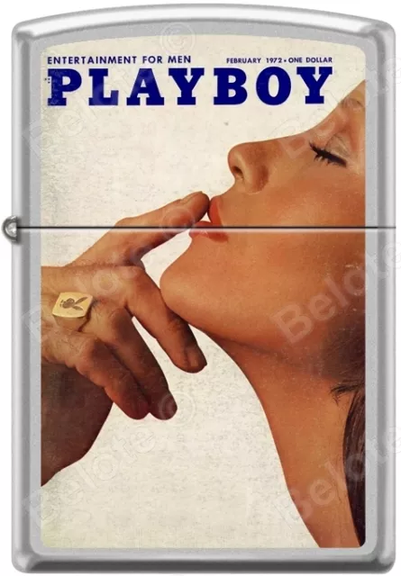 Zippo Playboy February 1972 Cover Satin Chrome Windproof Lighter NEW RARE