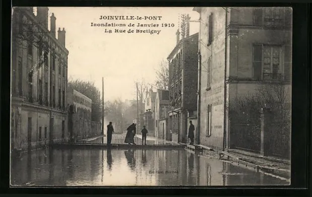 CPA Joinville-le-Pont, Inondations 1910, La Rue de Bretigny