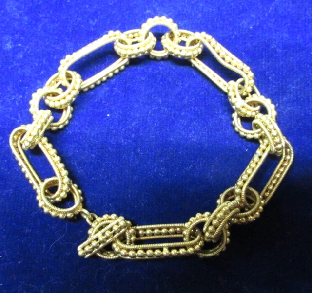 UnoAErre 18k Yellow Gold Beaded Open Link Toggle Clasp Bracelet 8¼" UnoAErre 18k Yellow Gold Beaded Open Link Toggle Clasp Bracelet 8¼"