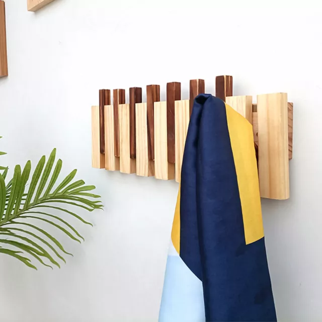8 Hooks Bag Towel Rack Hanger Holder Coat Hat Clothes Rack Wooden Wall Mounted