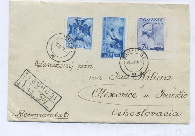 Romania Buhusi REGISTERED COVER TO Czechoslovakia 1938
