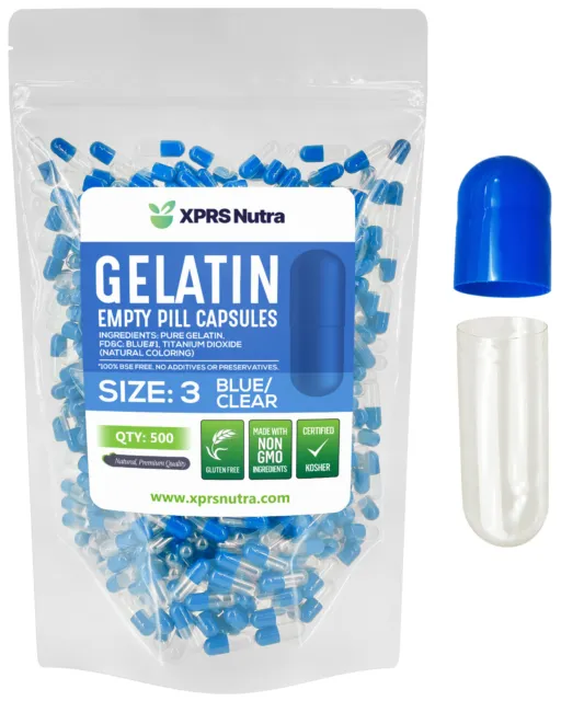 Cápsulas Express - Cápsulas de gelatina vacías azules y transparentes Gelcap tapas kosher