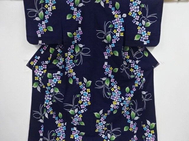 43670# Japanese Kimono / Antique Yukata / Butterfly With Flower