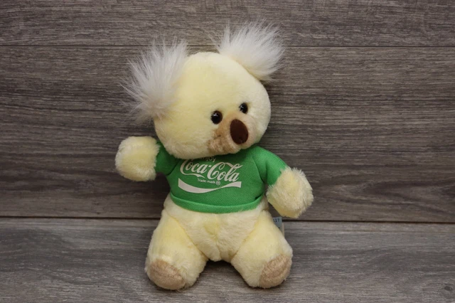 VTG Coca Cola Whatabear  Koala Bear 7-1/2" Yellow w/ Green Shirt Plush