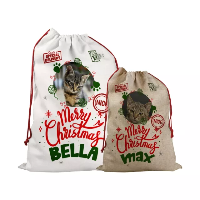 Pet Cat Dog Rabbit Santa Sack Personalised Christmas Present Xmas Stocking Gift