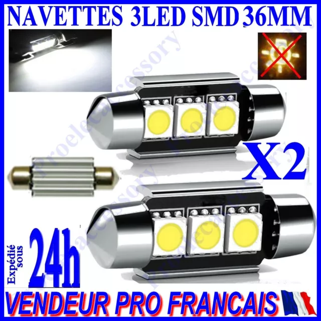 2 Ampoule Navette LED C5W 35mm ANTI SANS ERREUR CANBUS Plafonnier Plaque 6500k