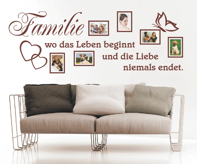 WANDTATTOO FAMILIE LEBEN Liebe Spruch Bilderrahmen Foto Wandsticker