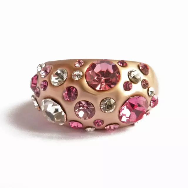 bague plaqué or rose gold vernis mat cristal Swarovski blanc taille 50 ou 53