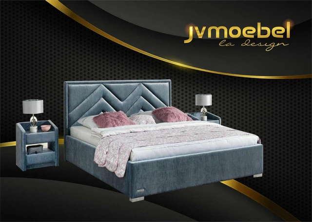 Complet Chambre à Coucher Set Lit 2x Table de Chevet 3 Parties Sets Luxe Design