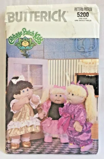 1990 Butterick Sewing Pattern 5200 16"Cabbage Patch Doll Wardrobe 6 Outfits 1963