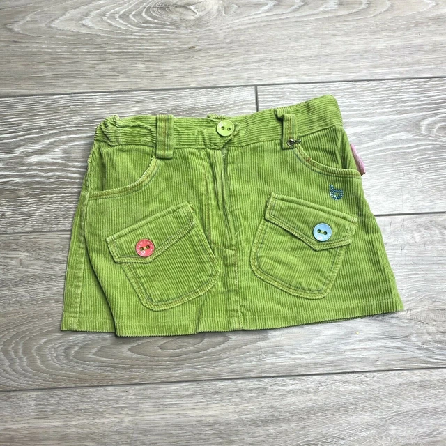 BYBLOS Girl's Corduroy Skirt Green Embellished Adjustable Waist Pockets 18 Month