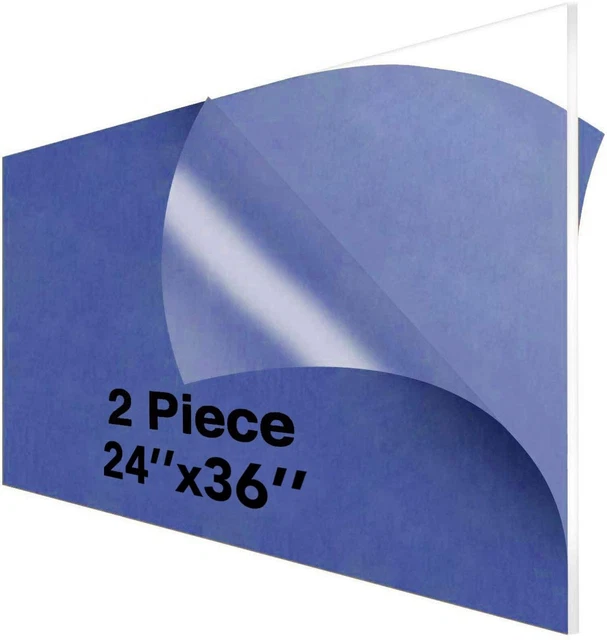 Clear Acrylic Plexiglass Sheet 1/8" Thick Cast Acrylic Sheet 24" x 36" Pack 2...