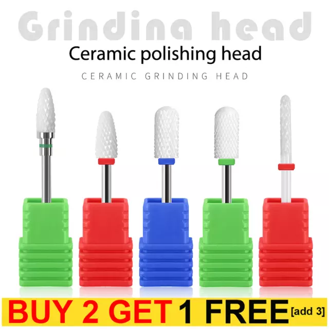 Nail Art Electric Ceramic Drill Bits File 3/32 Head Carbide Manicure Pedicure