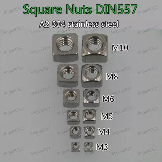 Square Nuts A2-70 304 Stainless Steel DIN557 M3 M4 M5 M6 M8 M10