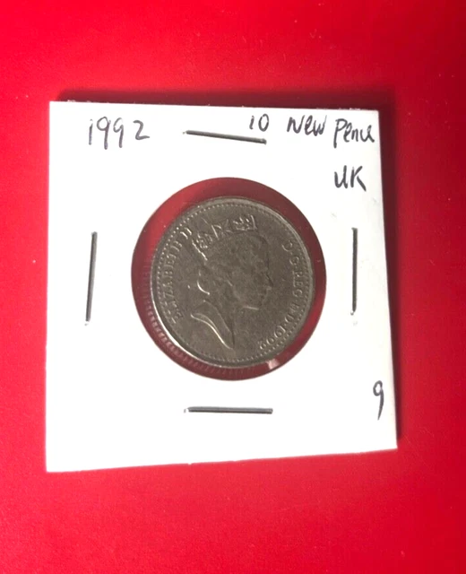 1992 10 NEW PENCE UK COIN QUEEN Elizabeth II- NICE WORLD COIN !!!