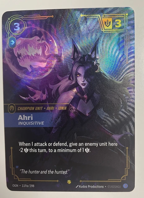 RIFTBOUND LEAGUE OF Legends TCG Ahri Inquisitive Showcase Alt Art OGN ...