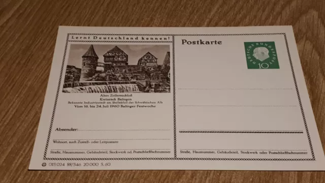 #V87 Bildpostkarte 015 024 88/546 20 000 5.60 Balingen Ganzsache Postkarte