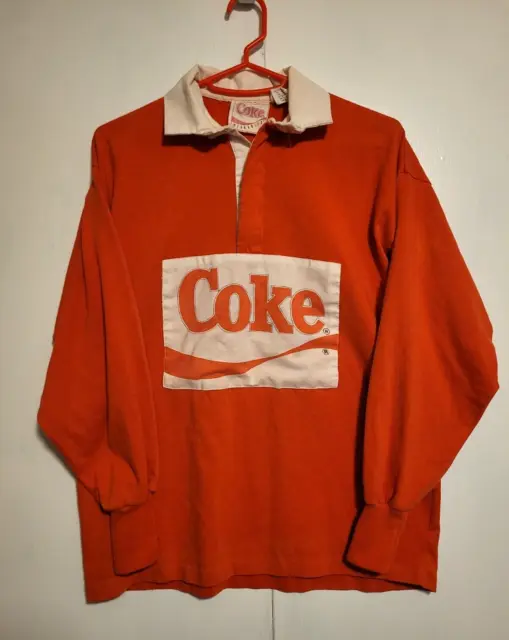 Vintage 1987 Coke Wearables Rugby Style Shirt Size Small Coca Cola