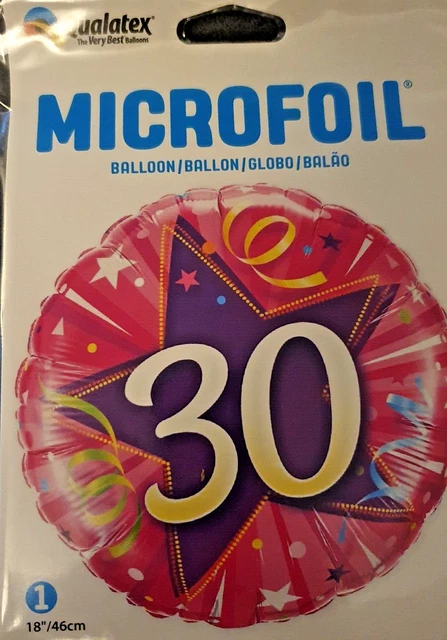 46cm Foil Helium Balloon Age 30 HAPPY BIRTHDAY Hot Pink Silver Party Circle