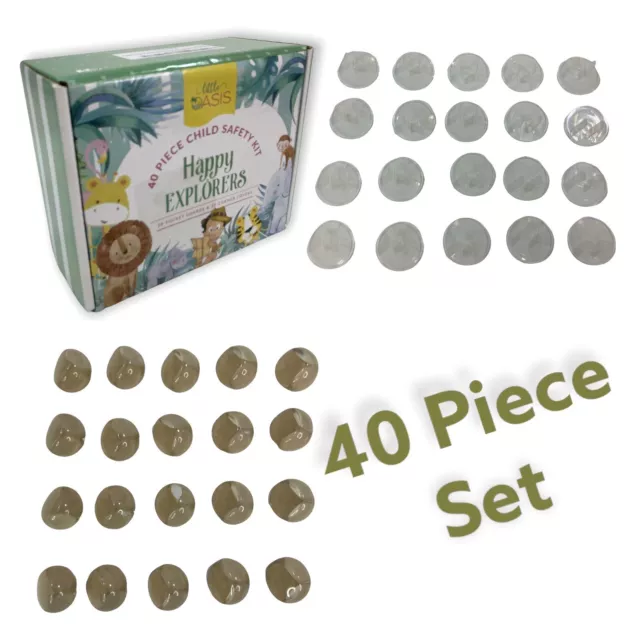 40-Piece Child Baby Safety Kit - 20 Outlet Socket Plug Guards & 20 Corner Covers